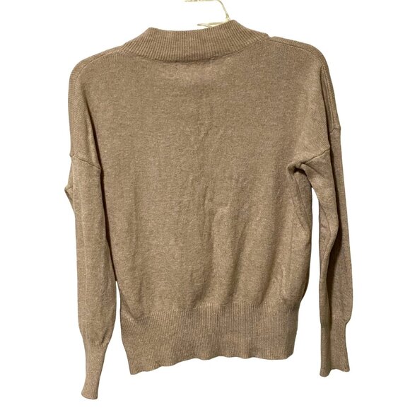 Philosophy V-neck Pullover Sweater S Beige Light Academia Preppy Silky Soft - Picture 2 of 5